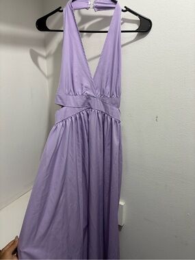 Lavender Halter V-Neck Maxi Dress